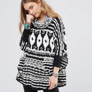 Free People Chunky Oversized Poncho Sweater